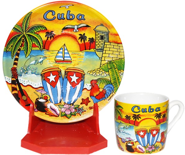 Cuban Sunset Demitasse Cup with Matching Plate